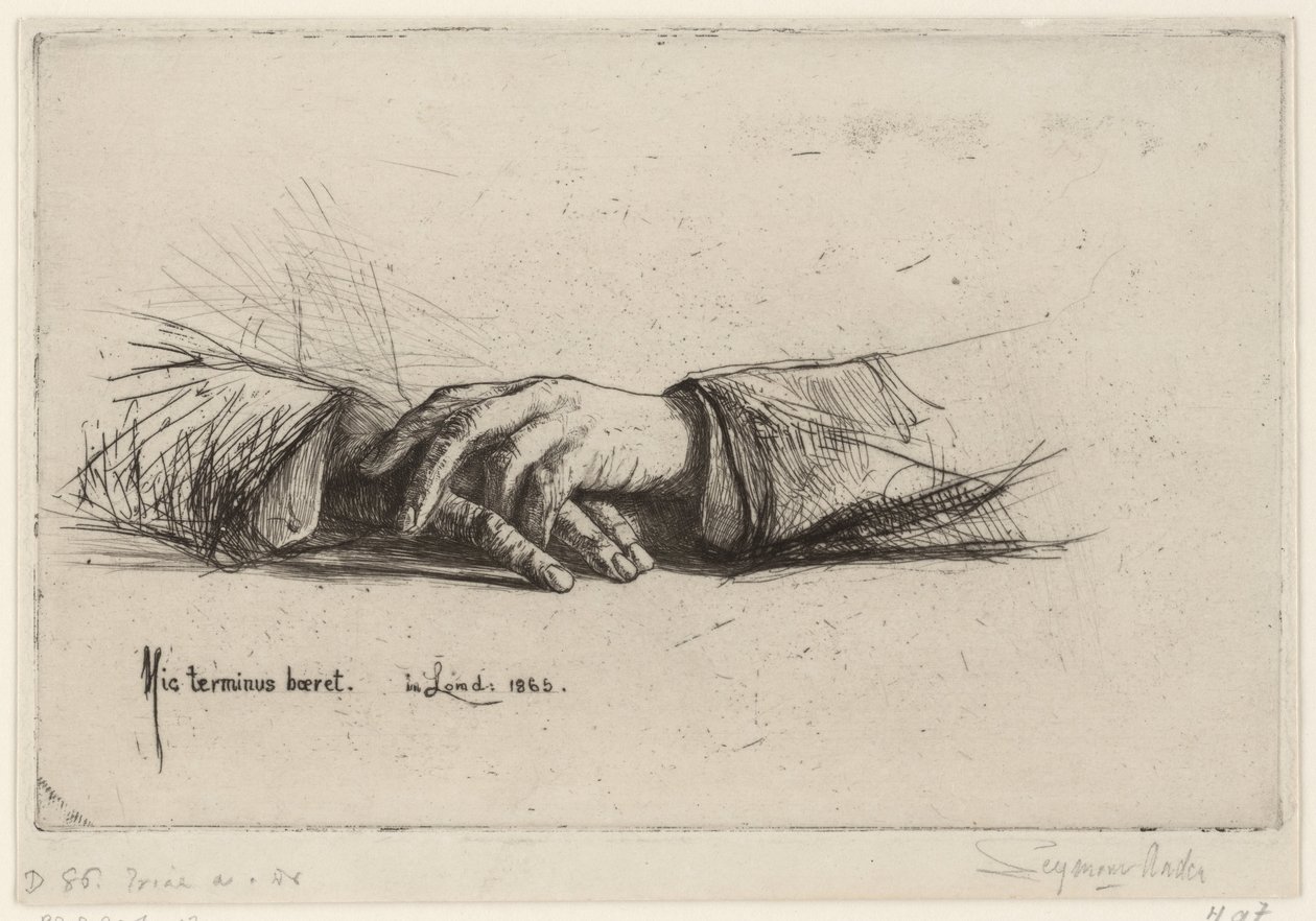 Rustende hånden foldede hænder ætsningsstudier (serietitel) af Francis Seymour Haden (Sir)