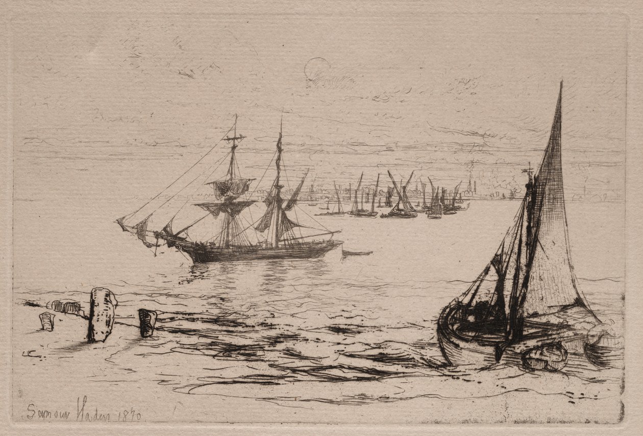 En Brig ved Anker af Francis Seymour Haden