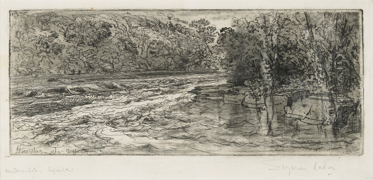 Et sandsynligt sted for en laks, 1889 af Francis Seymour Haden