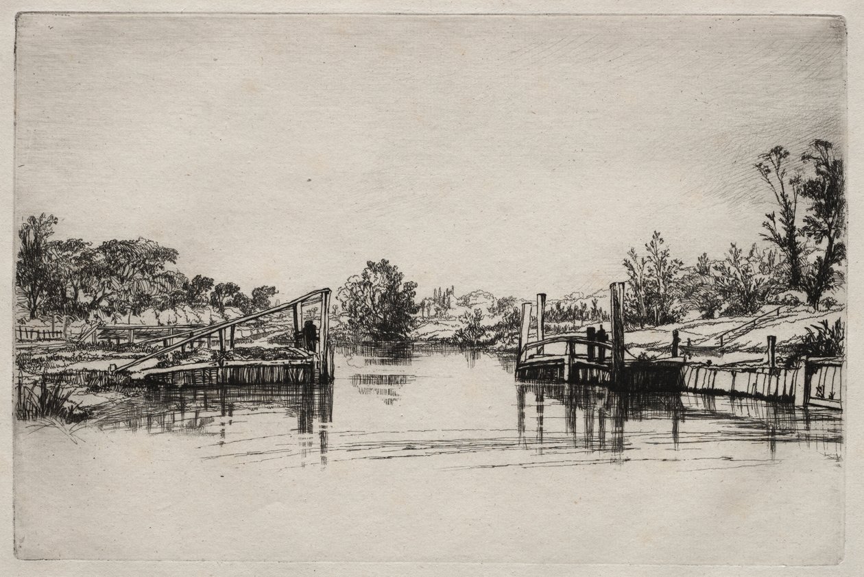 Egham Lock af Francis Seymour Haden