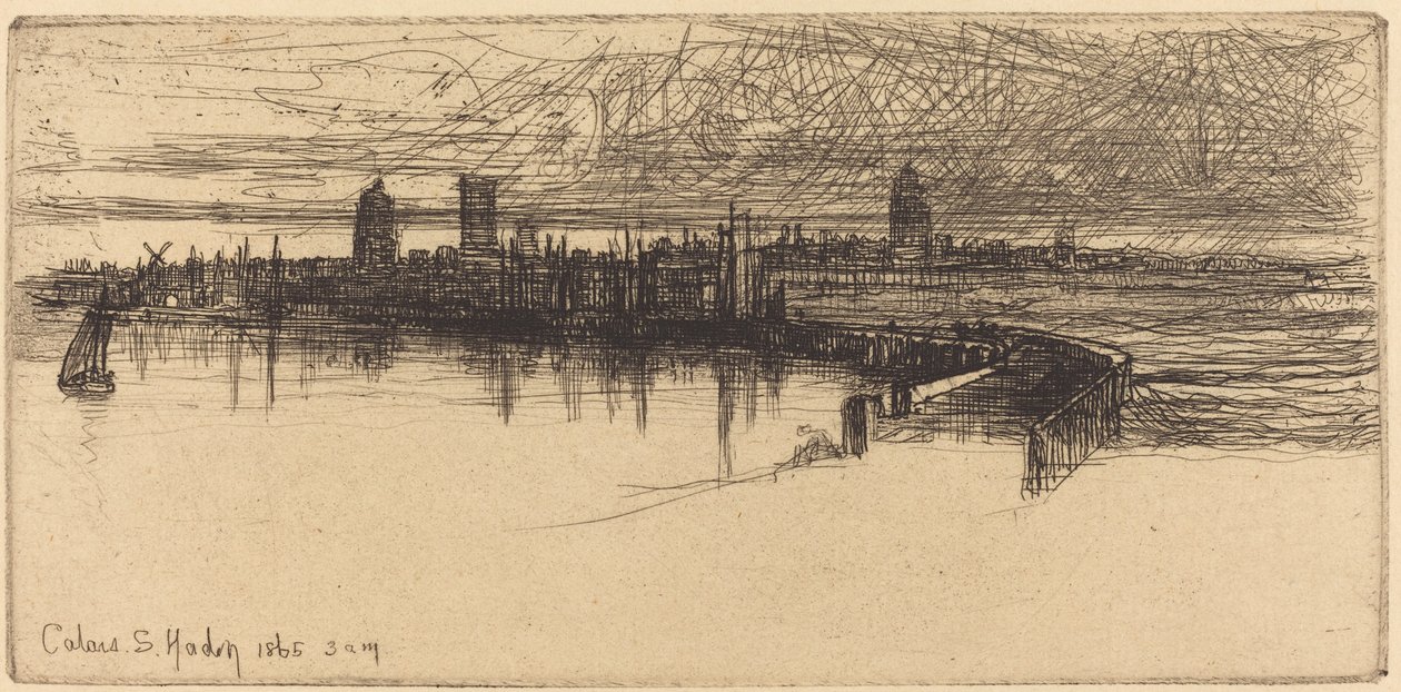 Lille Calais Pier af Francis Seymour Haden