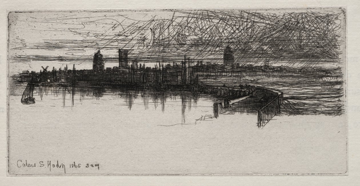 Lille Calais Pier, 1865, kl. 03.00 af Francis Seymour Haden