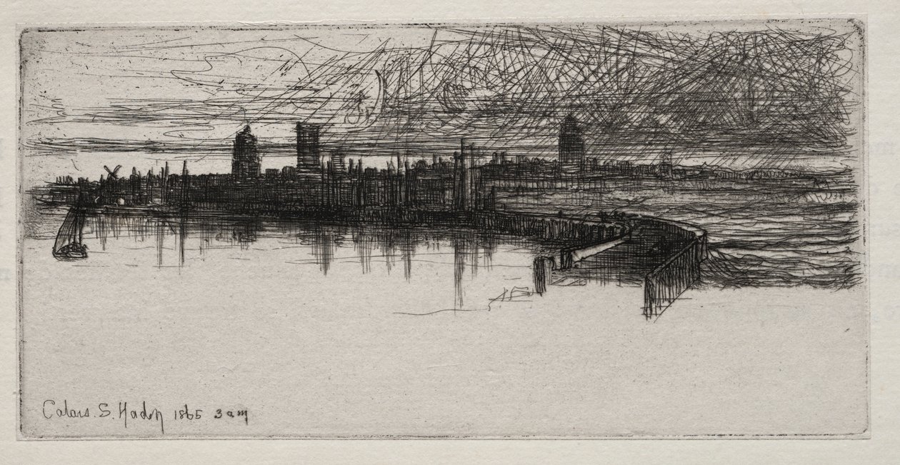Lille Calais Pier, 1865, kl. 03.00, 1865. af Francis Seymour Haden