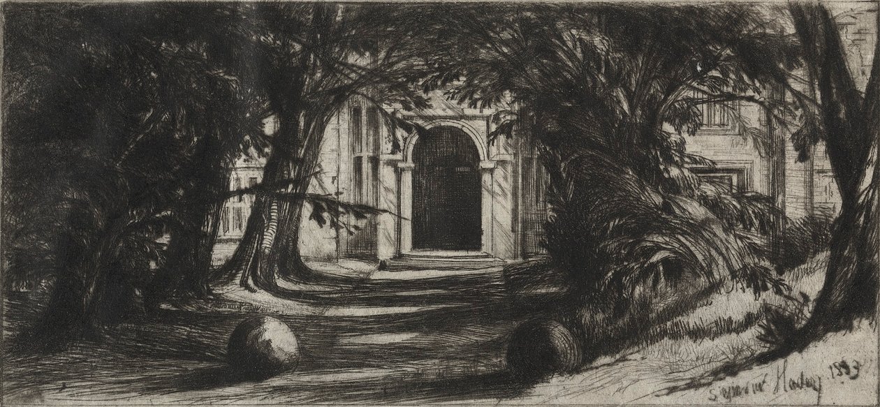 Mytton Hall, 1859. af Francis Seymour Haden