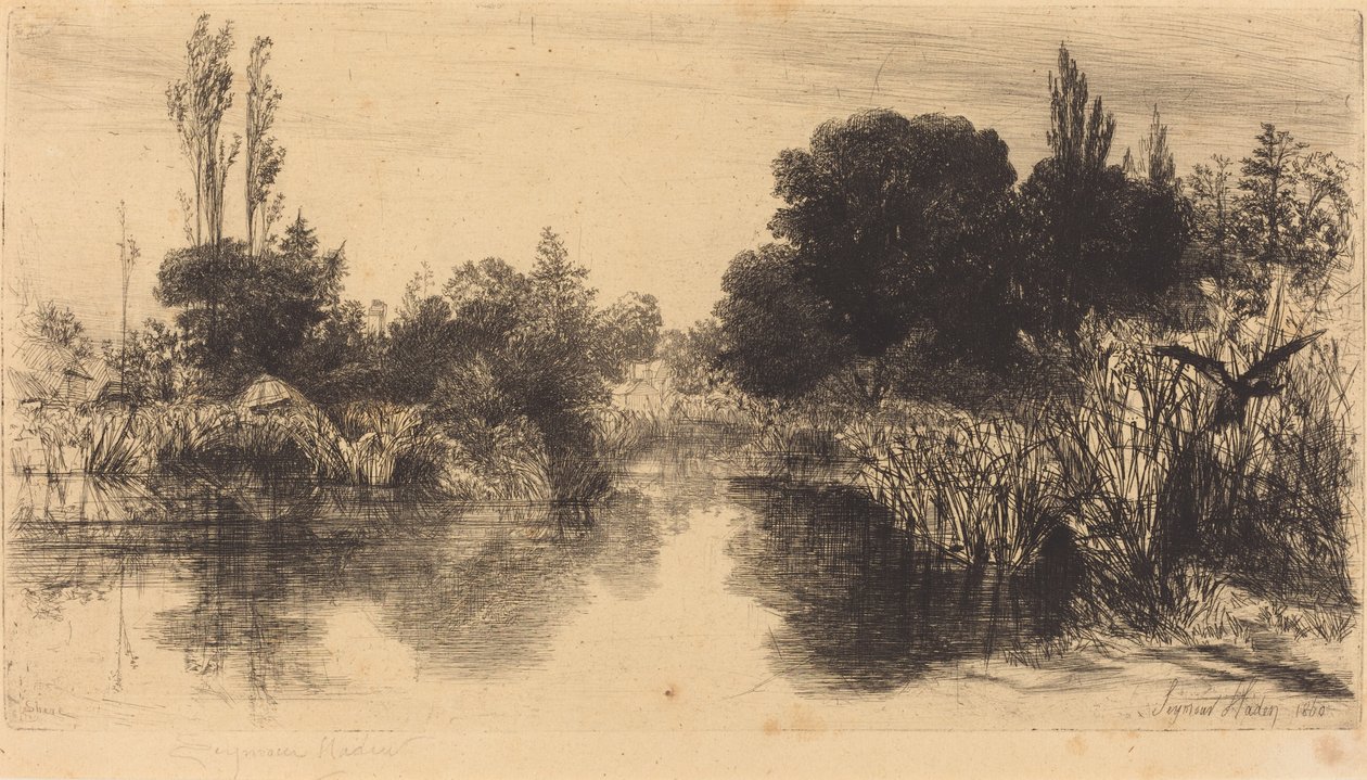 Shere Mill Pond (den større plade) af Francis Seymour Haden