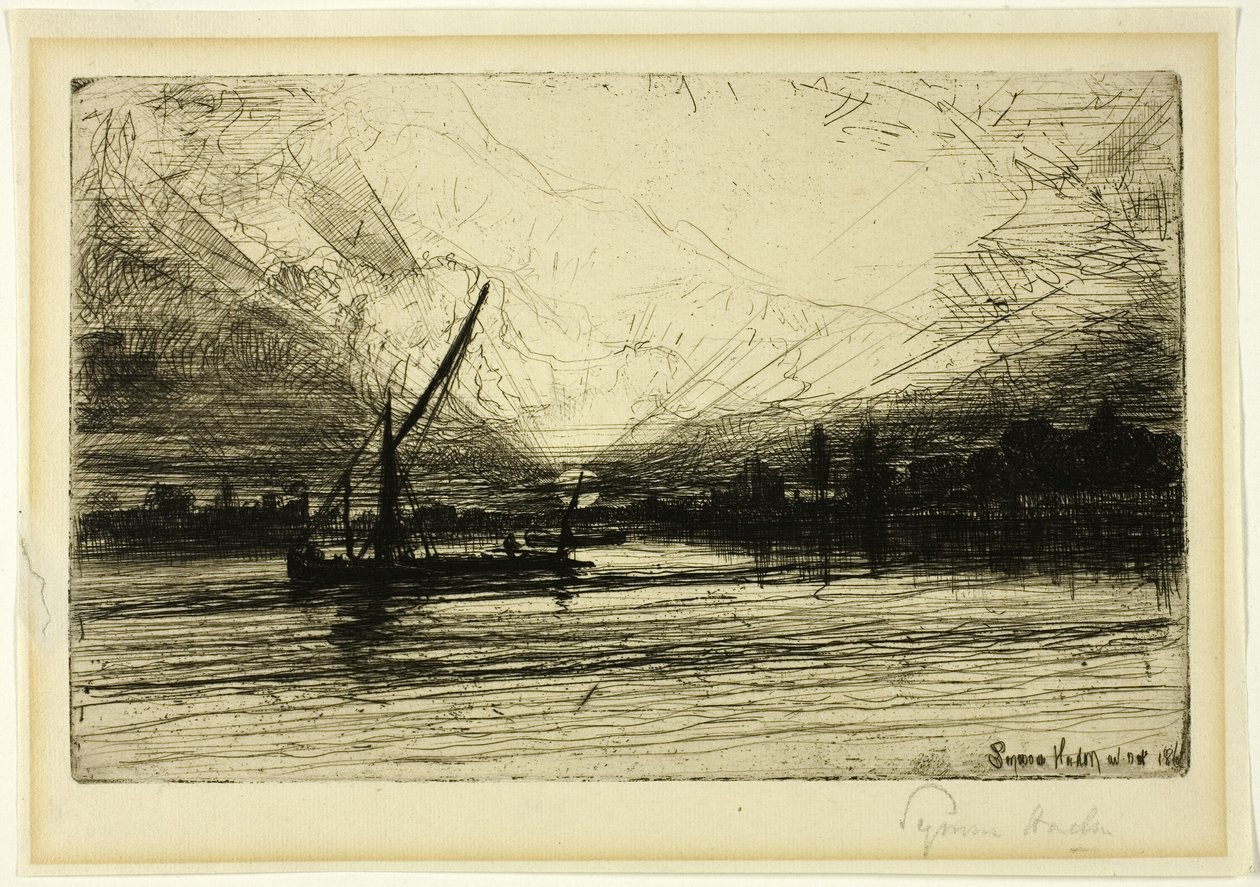 Solnedgang på Themsen af Francis Seymour Haden