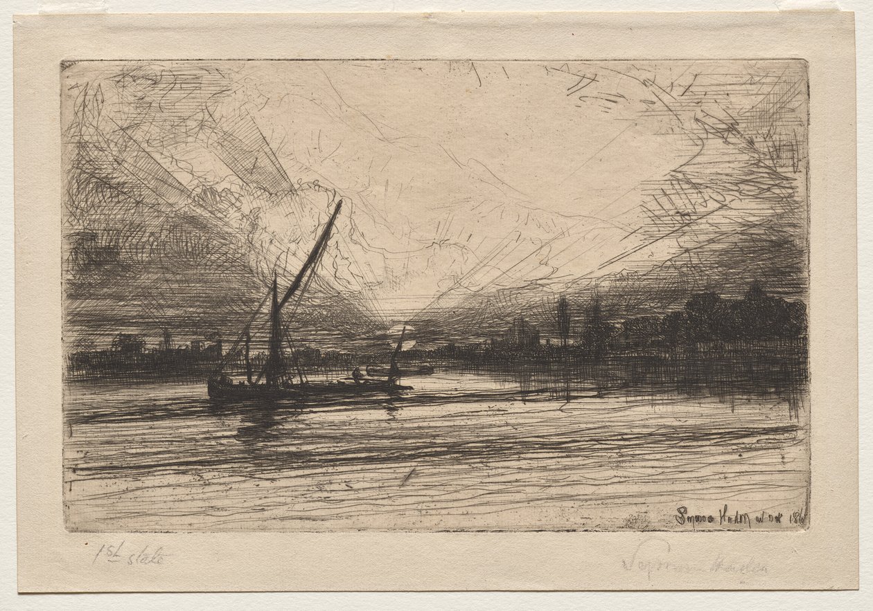 Solnedgang på Themsen af Francis Seymour Haden