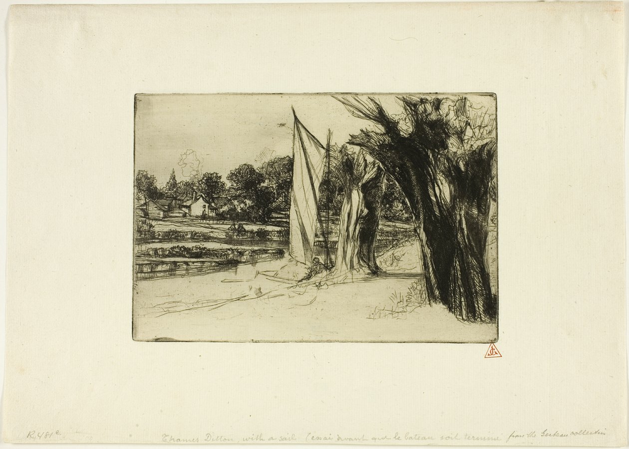 Thames Ditton-med et sejl af Francis Seymour Haden