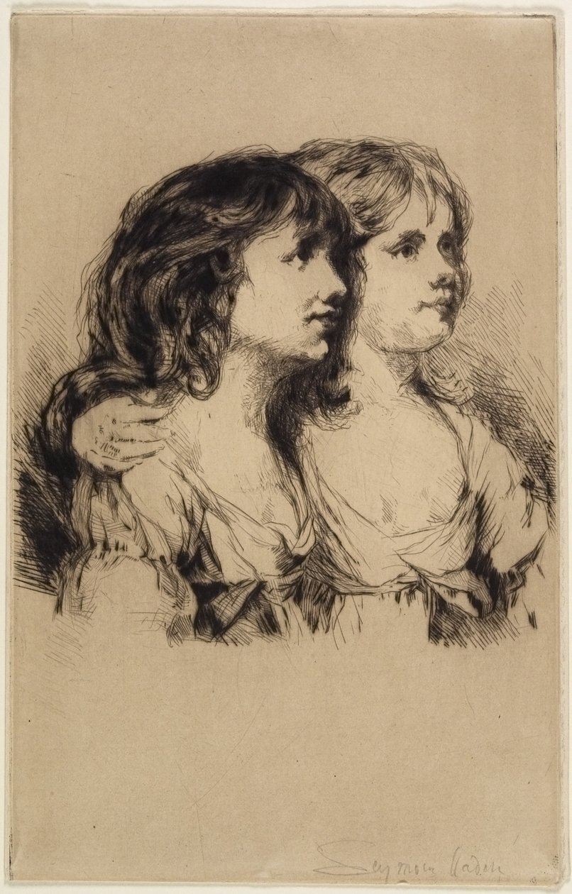 Tvillingerne-Sarah og Anne Haden (nr. 2), 1885 af Francis Seymour Haden
