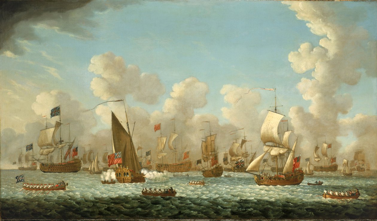 Marinemagasin i Spithead (England), i 1767. Olie på lærred af Francis Swaine