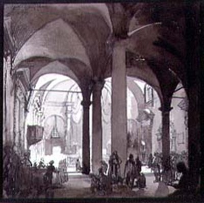 Indvendig udsigt over klosterkirken, San Felice, Firenze, 20. århundrede af Francis Sydney Unwin
