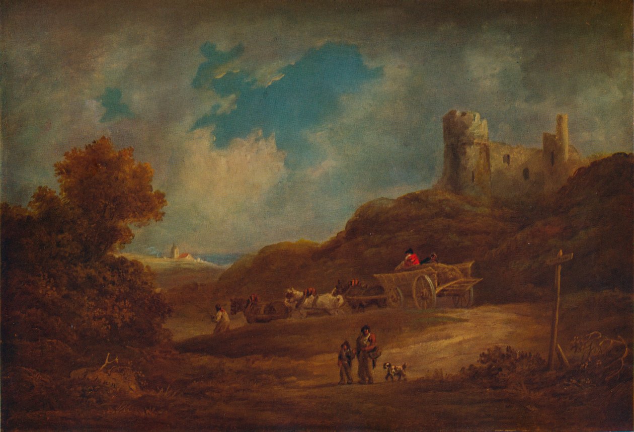 Et slot, med vogn og heste, c1886, 1938 af Francis Towne