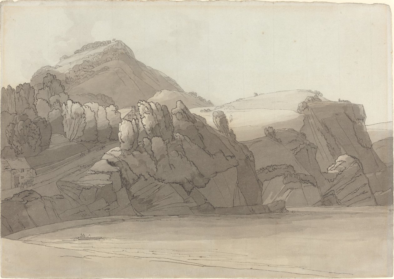 En klippekyst ved Coombmartin, Devon (Combe Martin Bay) af Francis Towne