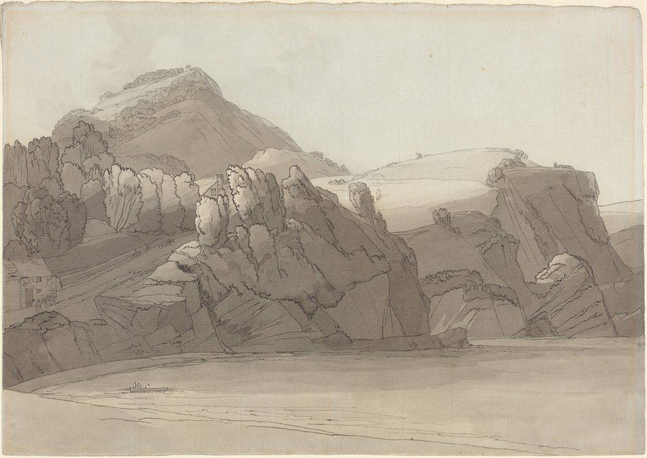 En klippekyst ved Coombmartin, Devon (Combe Martin Bay) af Francis Towne