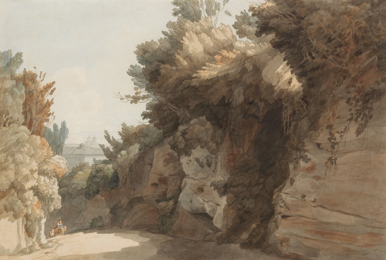 En udsigt nær Arco Scuro, ser mod Villa Medici, Rom, 1785. af Francis Towne