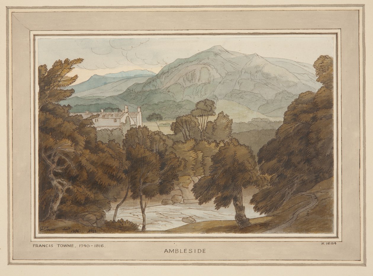 Ambleside, en udsigt nær Clappers Gate, Ambleside af Francis Towne