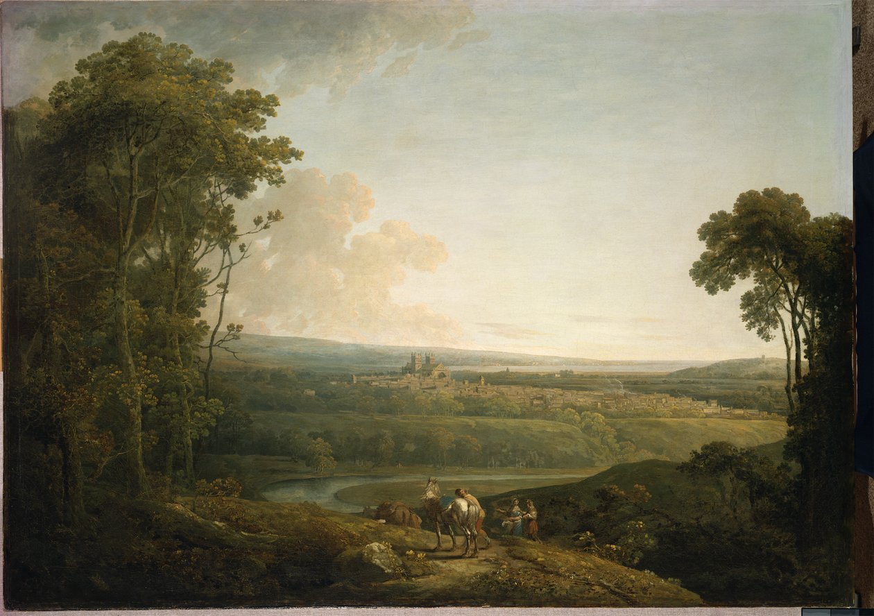 Exeter set fra Exwick af Francis Towne