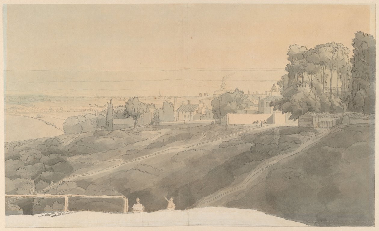 Hampstead Heath, aftenlys af Francis Towne