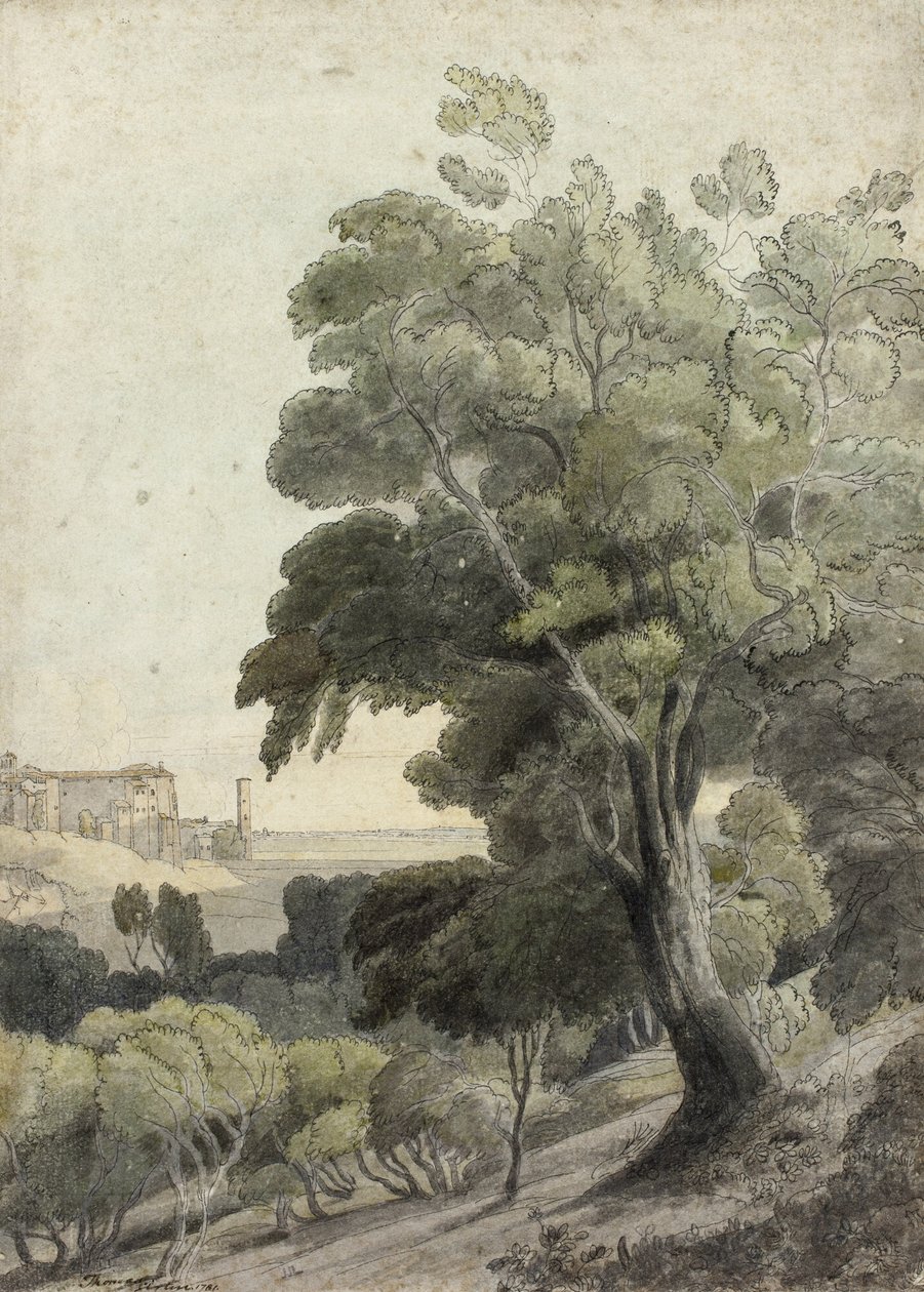 Tivoli, Viser Rom i det fjerne, c.1781 af Francis Towne