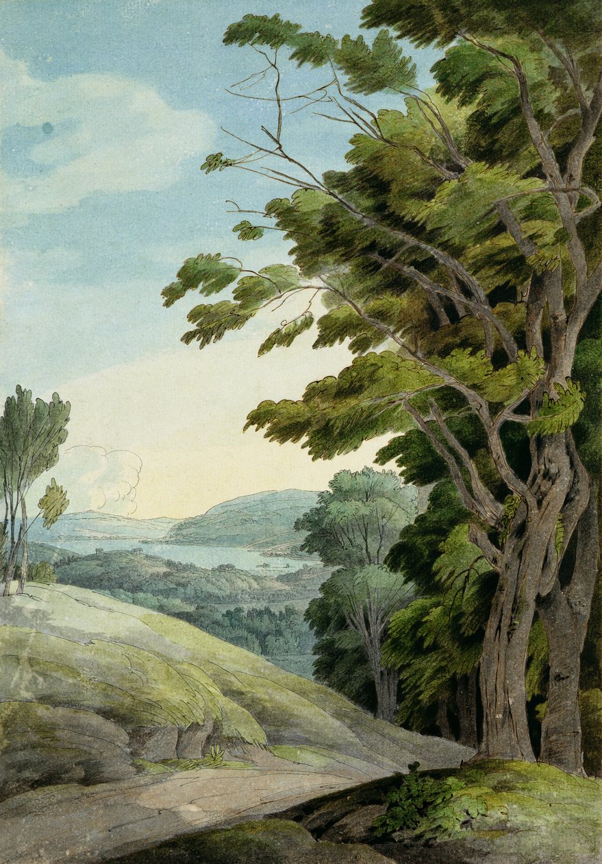 Udsigt fra Rydal Park (pen & blæk og akvarel på papir) af Francis Towne