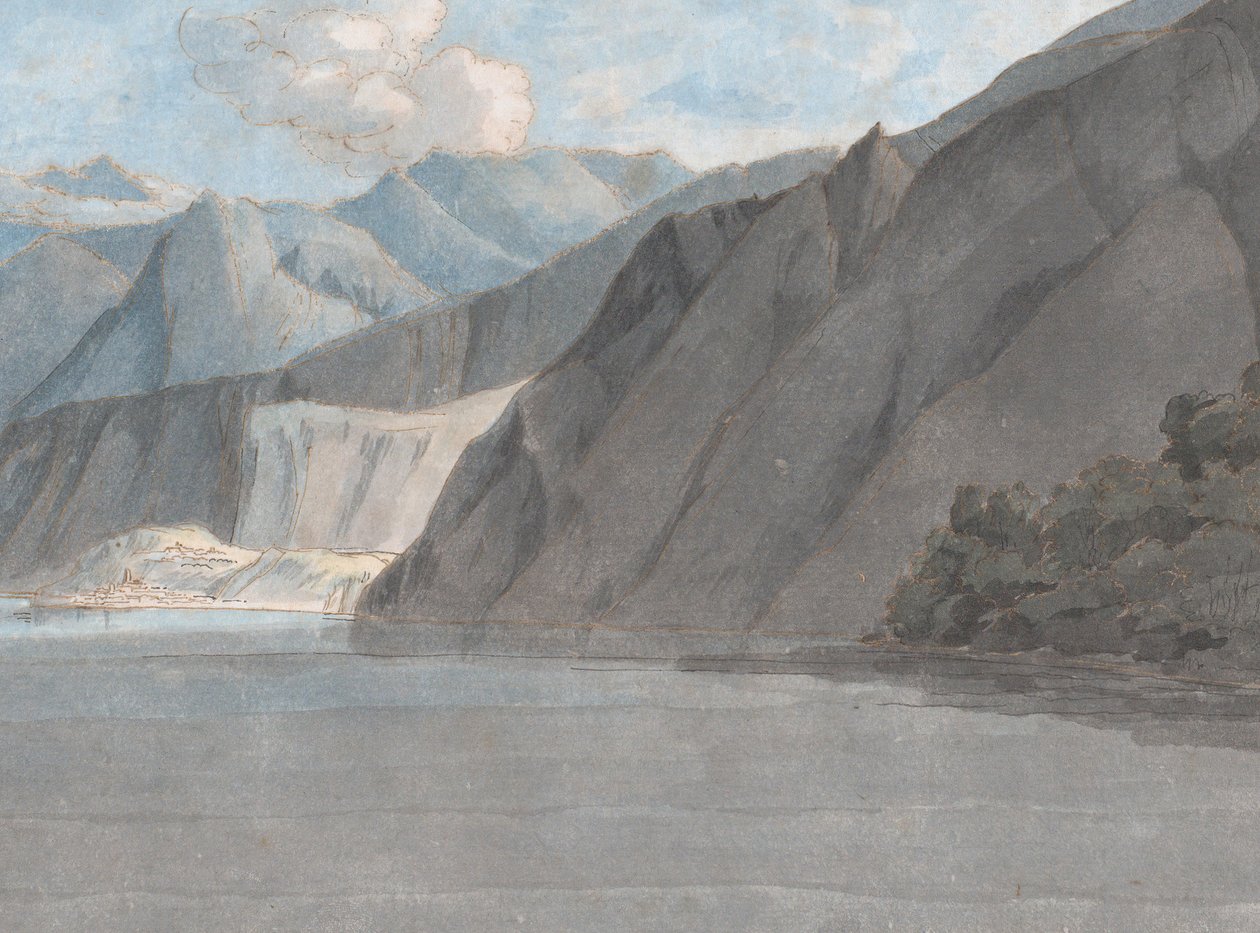 Udsigt over Comosøen med Monte Leoni, 27. august 1781. af Francis Towne
