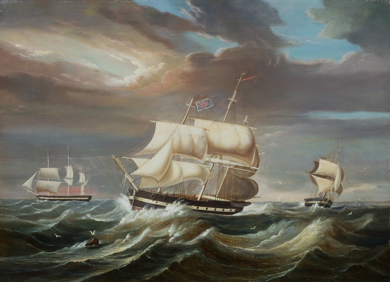 Blackwall fregatter i en stiv brise (olie) af Francis Tudgay