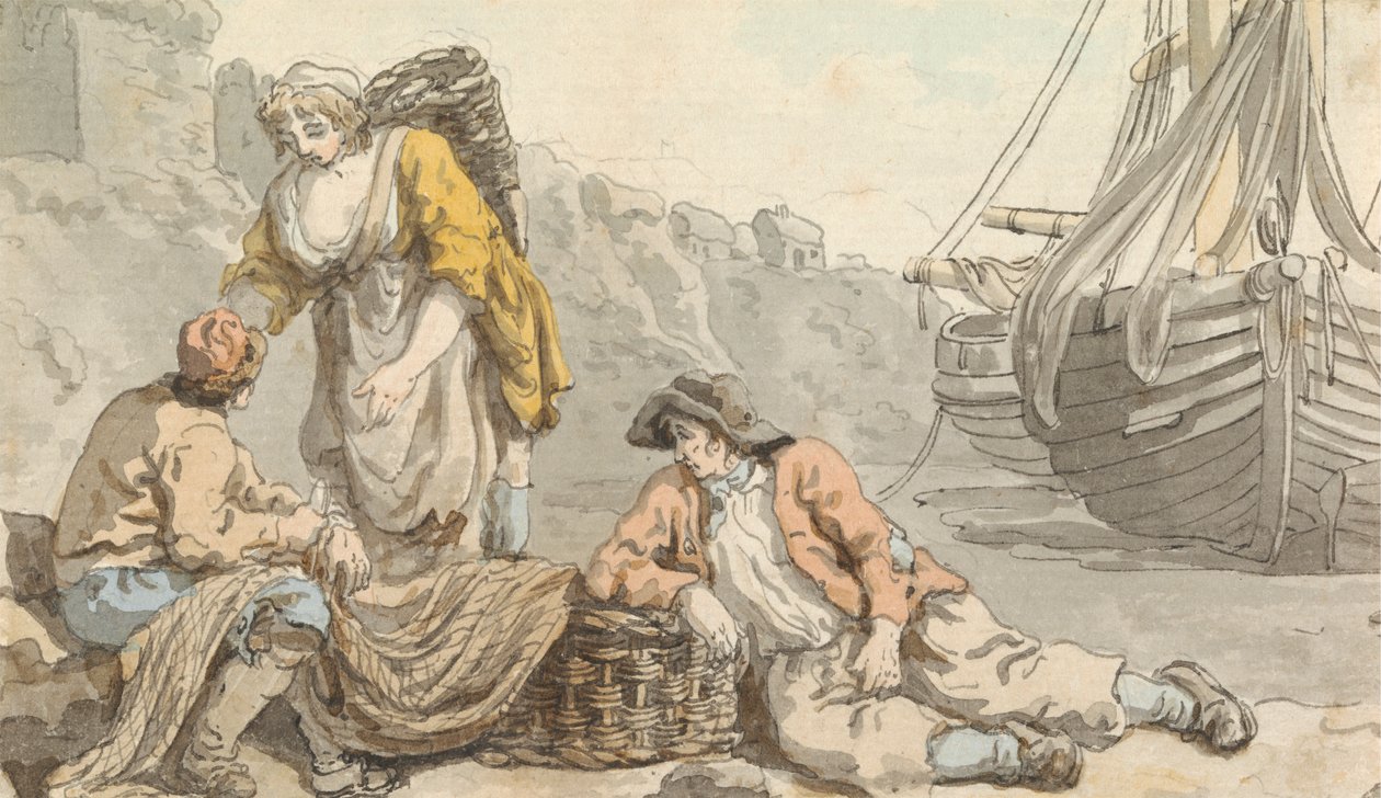 Fiskerfolk med Kurve og Net af Francis Wheatley