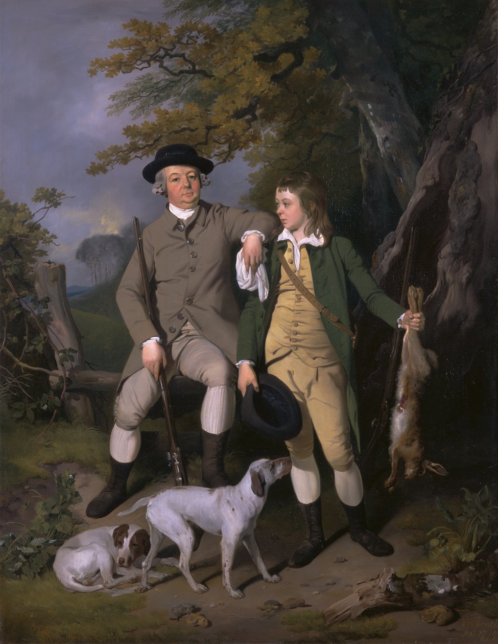 Portræt af en sportsmand med sin søn, 1779. af Francis Wheatley