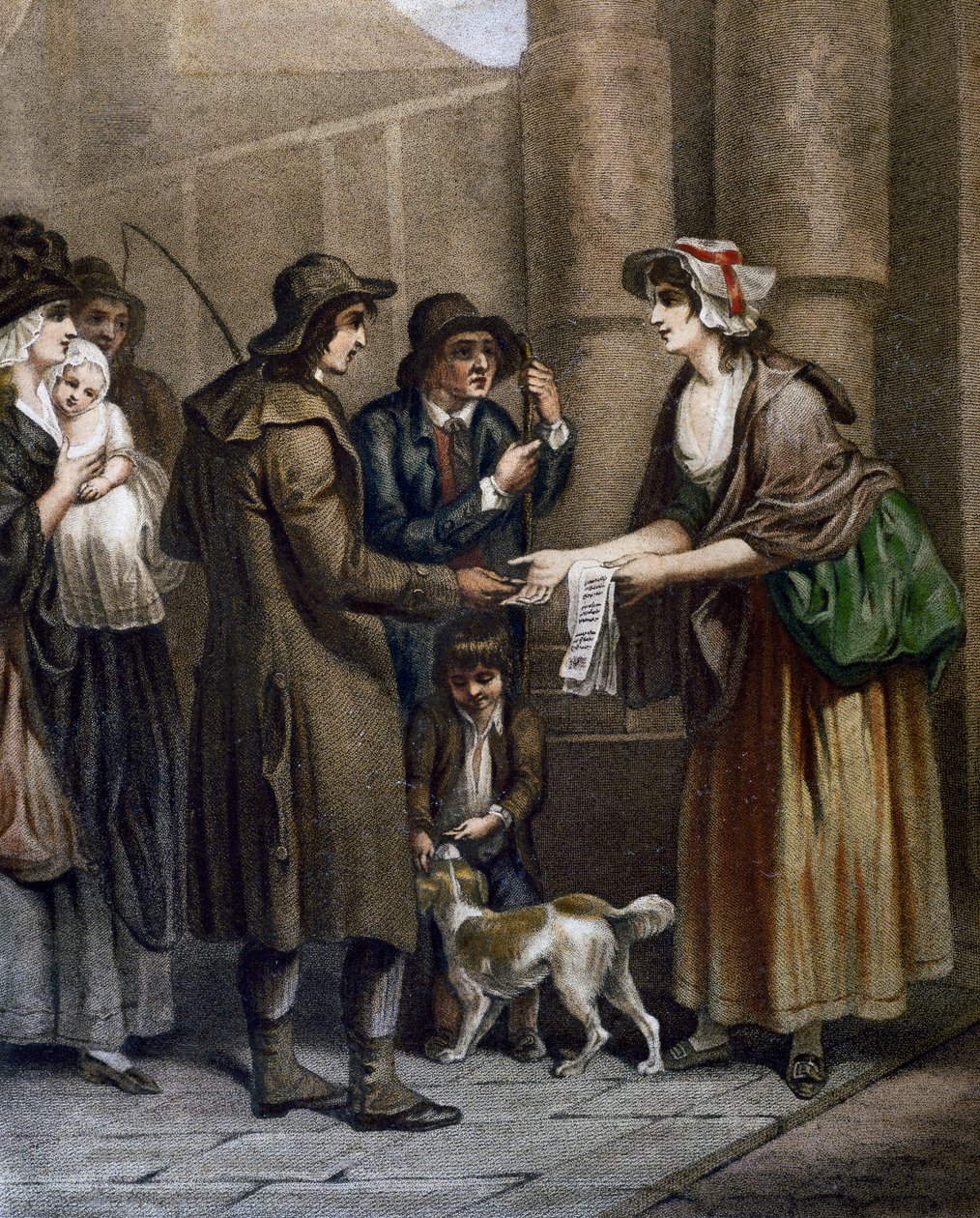 Sælger af noder til nye sange, gravering af Francis Wheatley (1747-1801) fra Cries i London, Storbritannien af Francis Wheatley