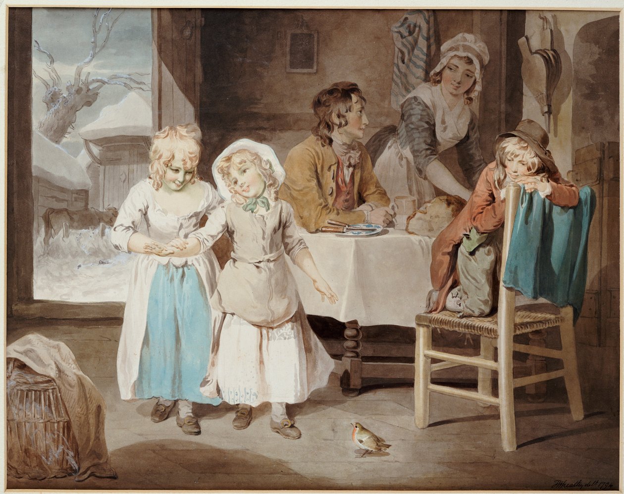 The Pet Robin, 1794 af Francis Wheatley