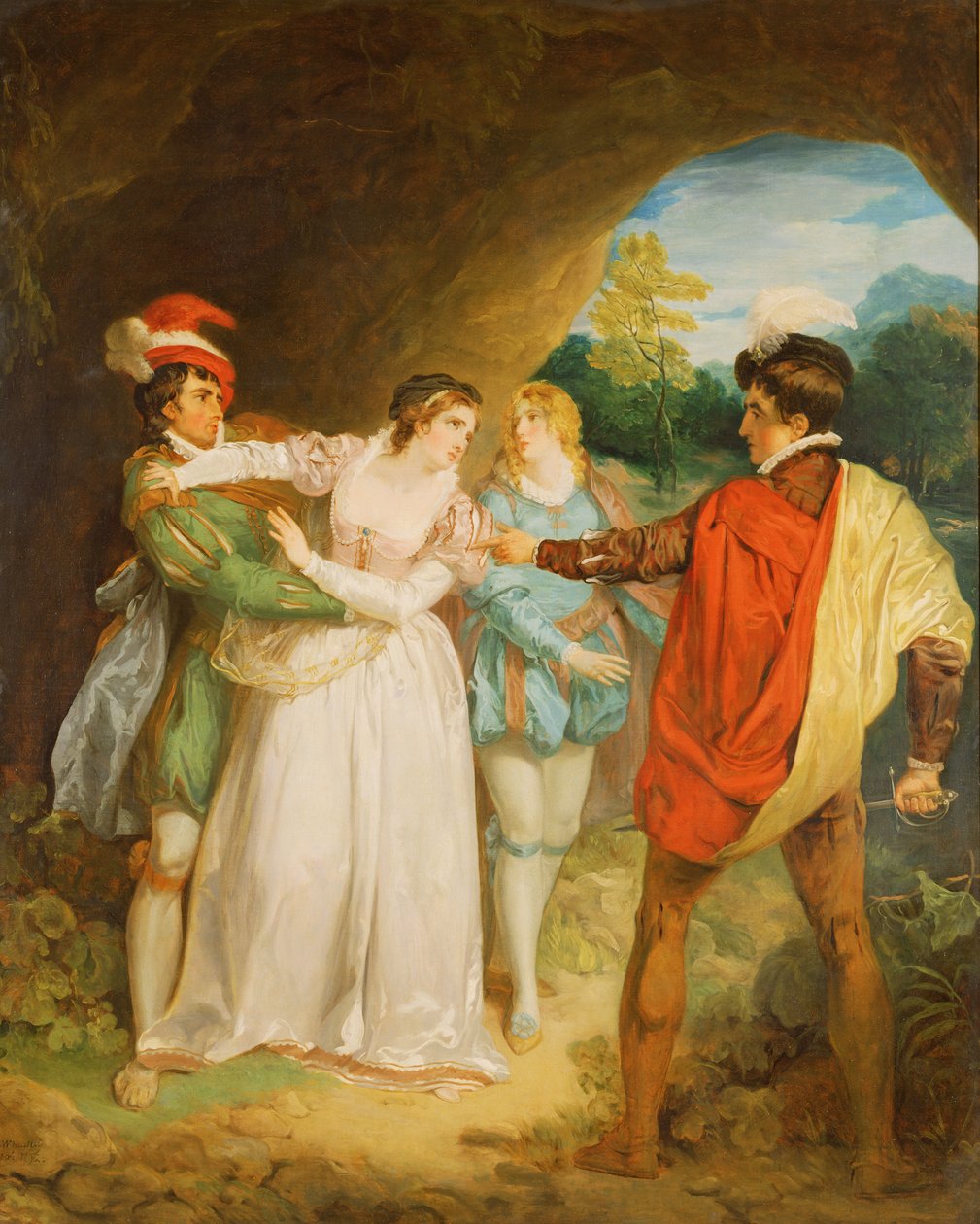 Valentine redder Silvia fra Proteus, fra William Shakespeares 