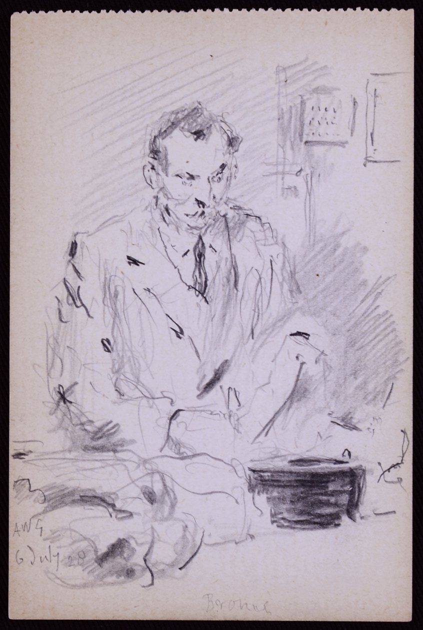 Portræt af Gilbert? Bayes, ca. 1928 (blyant på papir) af Francis Wilfred Lawson
