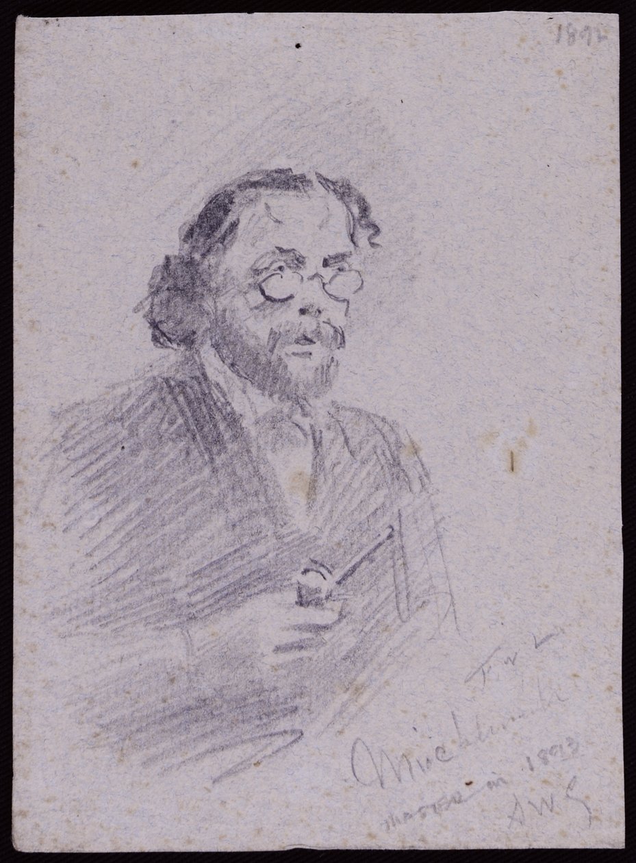 Portræt af JT Micklethwaite, ca. 1893 (blyant på papir) af Francis Wilfred Lawson