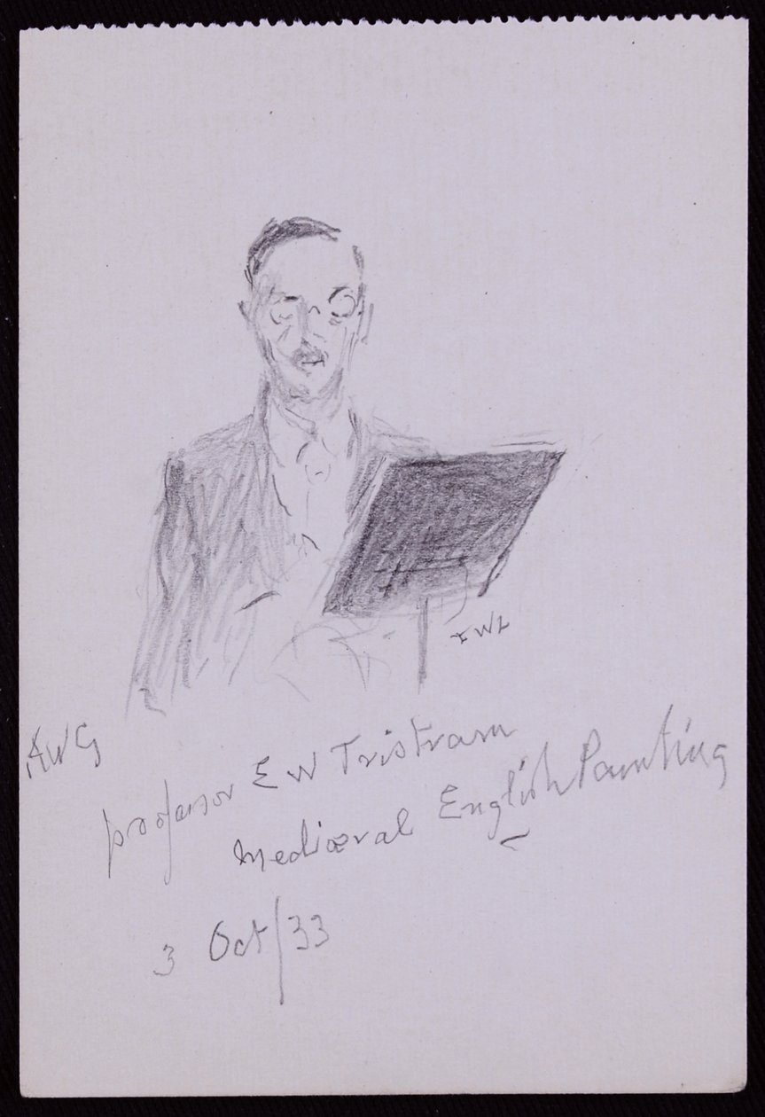 Portræt af professor EW Tristram af Francis Wilfred Lawson