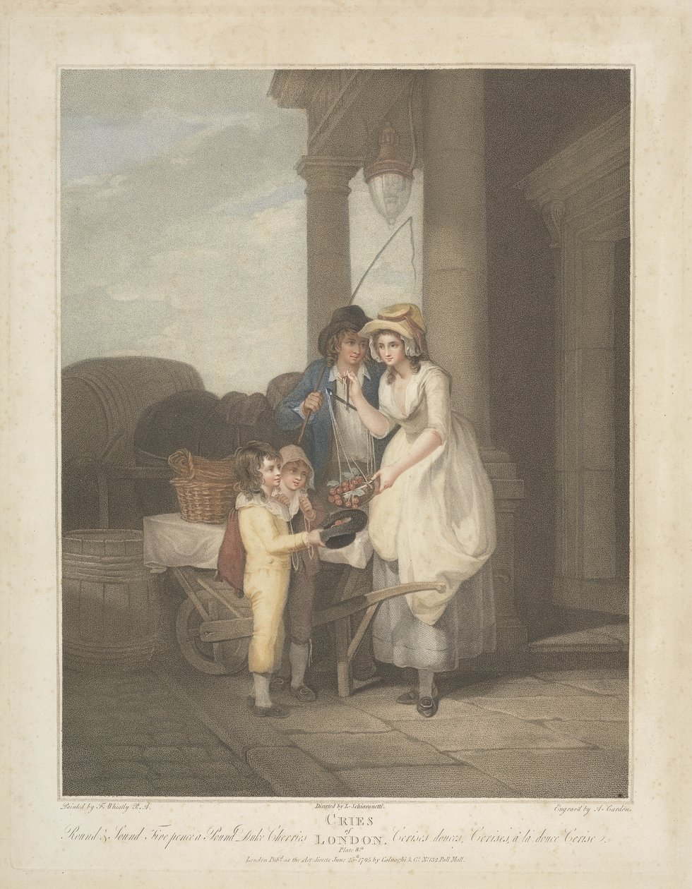 Cries of London: Round and Sound, Five Pence a Pound, Duke Cherries, indgraveret af Anthony Cardon (1772-1813) 1795 af Francis after Wheatley