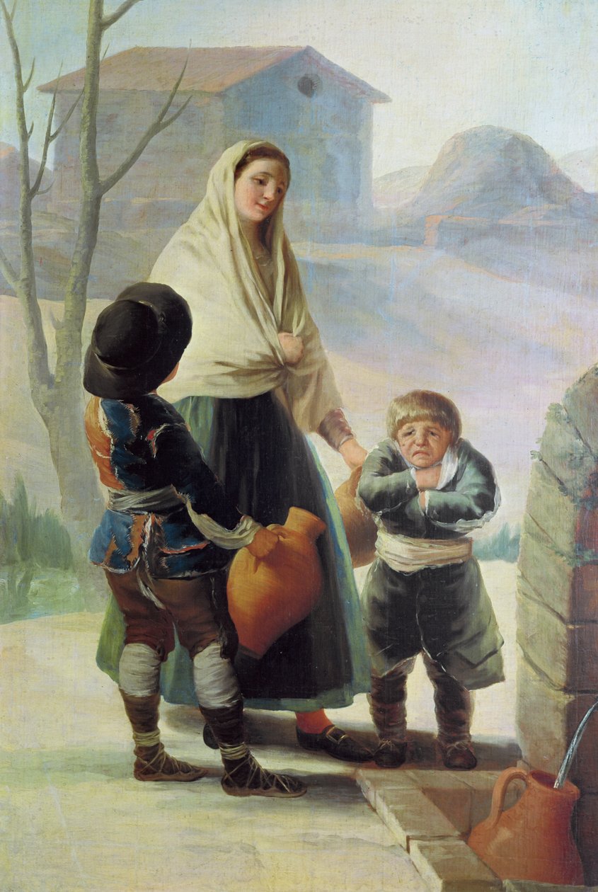 En kvinde og to børn ved en fontæne, 1786-7 af Francisco de Goya