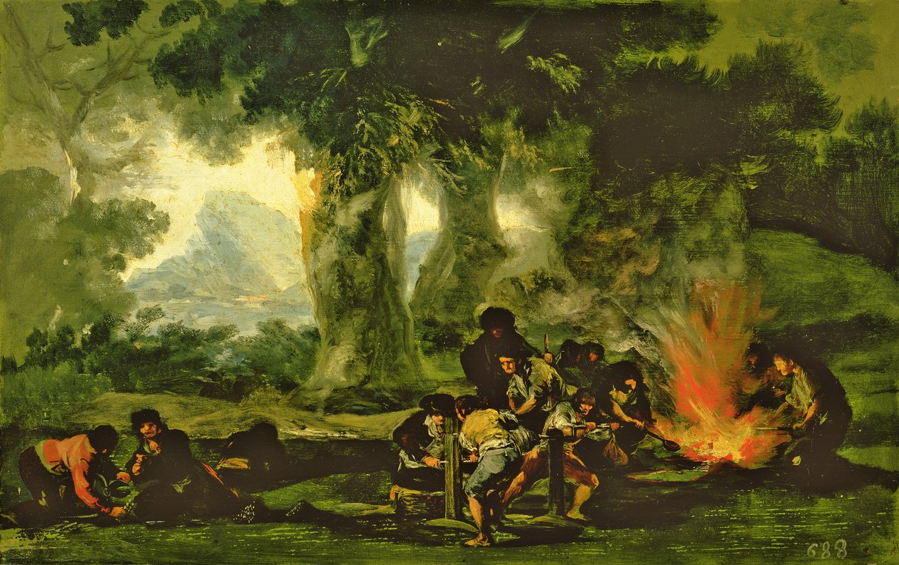 Clandestine Bullet Production, 1812-13 af Francisco de Goya
