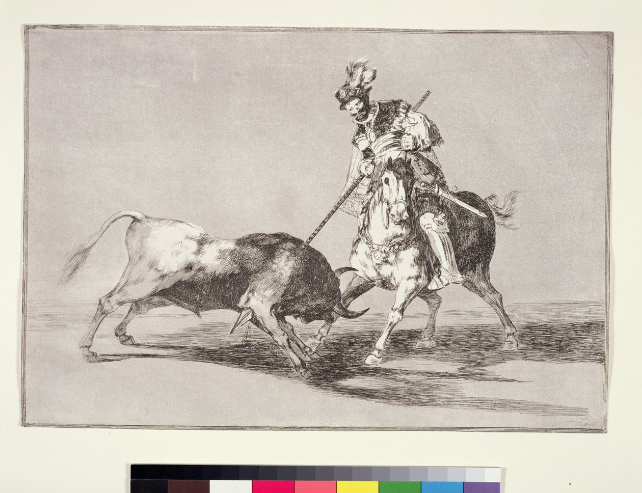 El Cid (ca. 1040-99) spidder en anden tyr, plade 11 fra La Tauromaquia, 1816 af Francisco de Goya