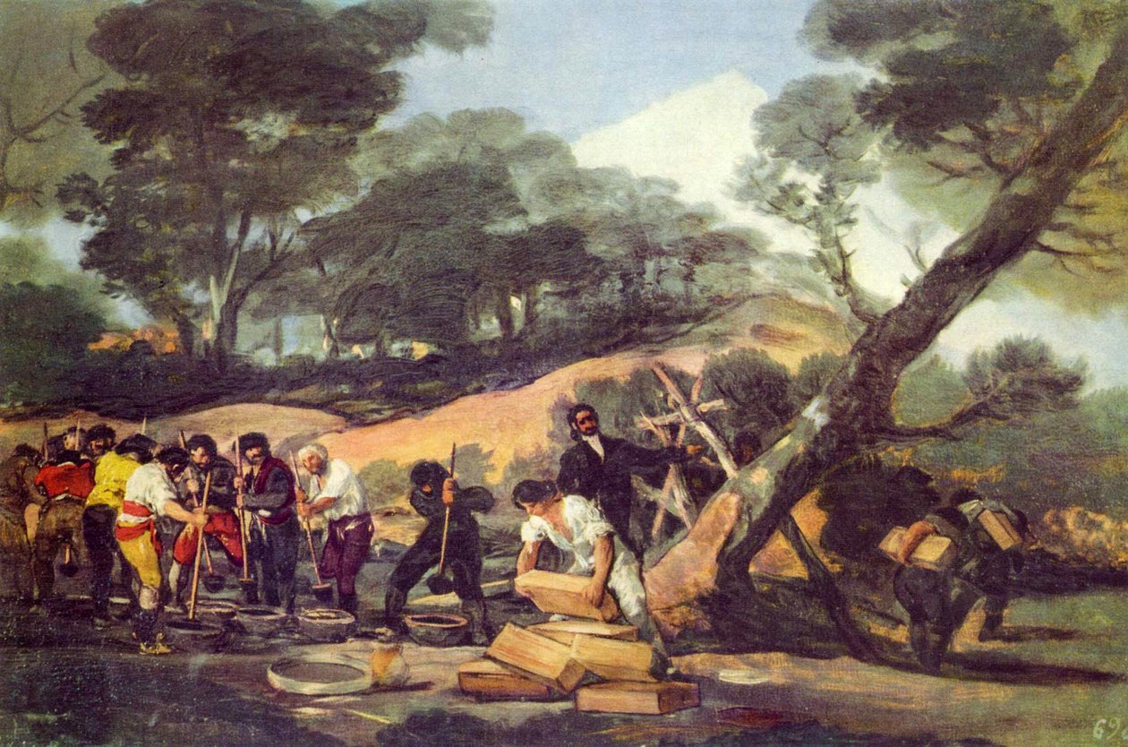 Pulverproduktion i Sierra de Tardienta af Francisco de Goya