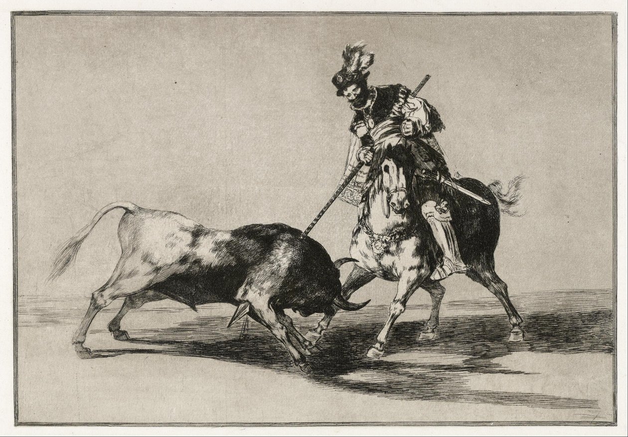 Cid Campeador angriber en tyr med sin lanse af Francisco de Goya