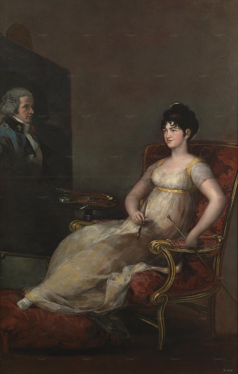 Marchionessen i Villafranca maler sin mand af Francisco de Goya