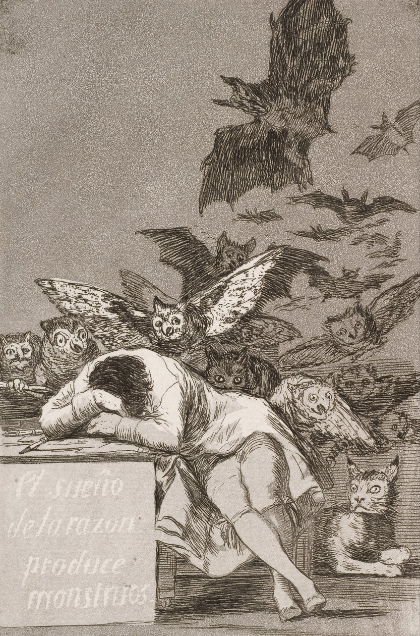 Fornuftens søvn producerer monstre (nr. 43), fra Los Caprichos af Francisco de Goya