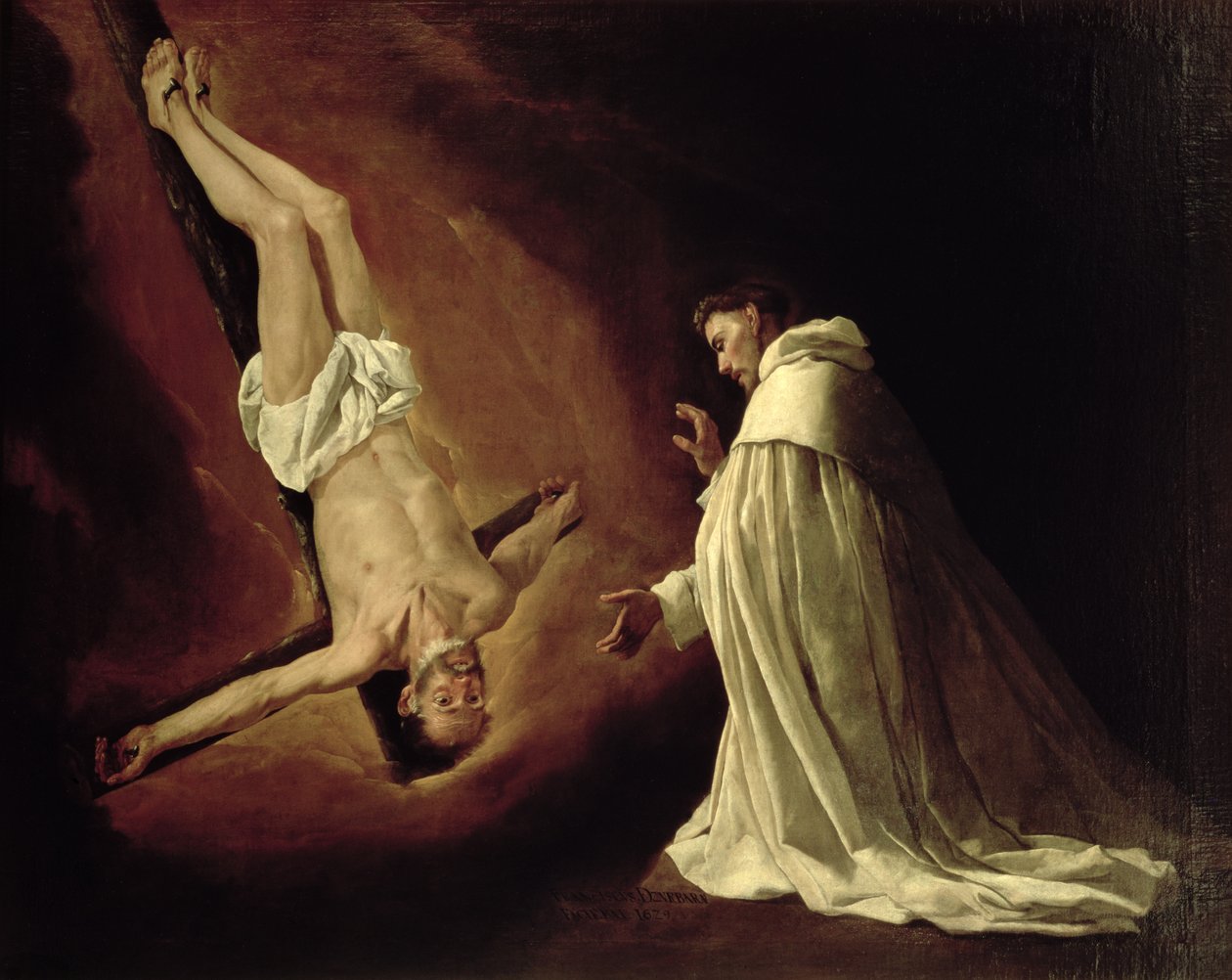 Skt. Peters tilsynekomst til Skt. Peter Nolasco (1182-1256) 1629 af Francisco de Zurbaran