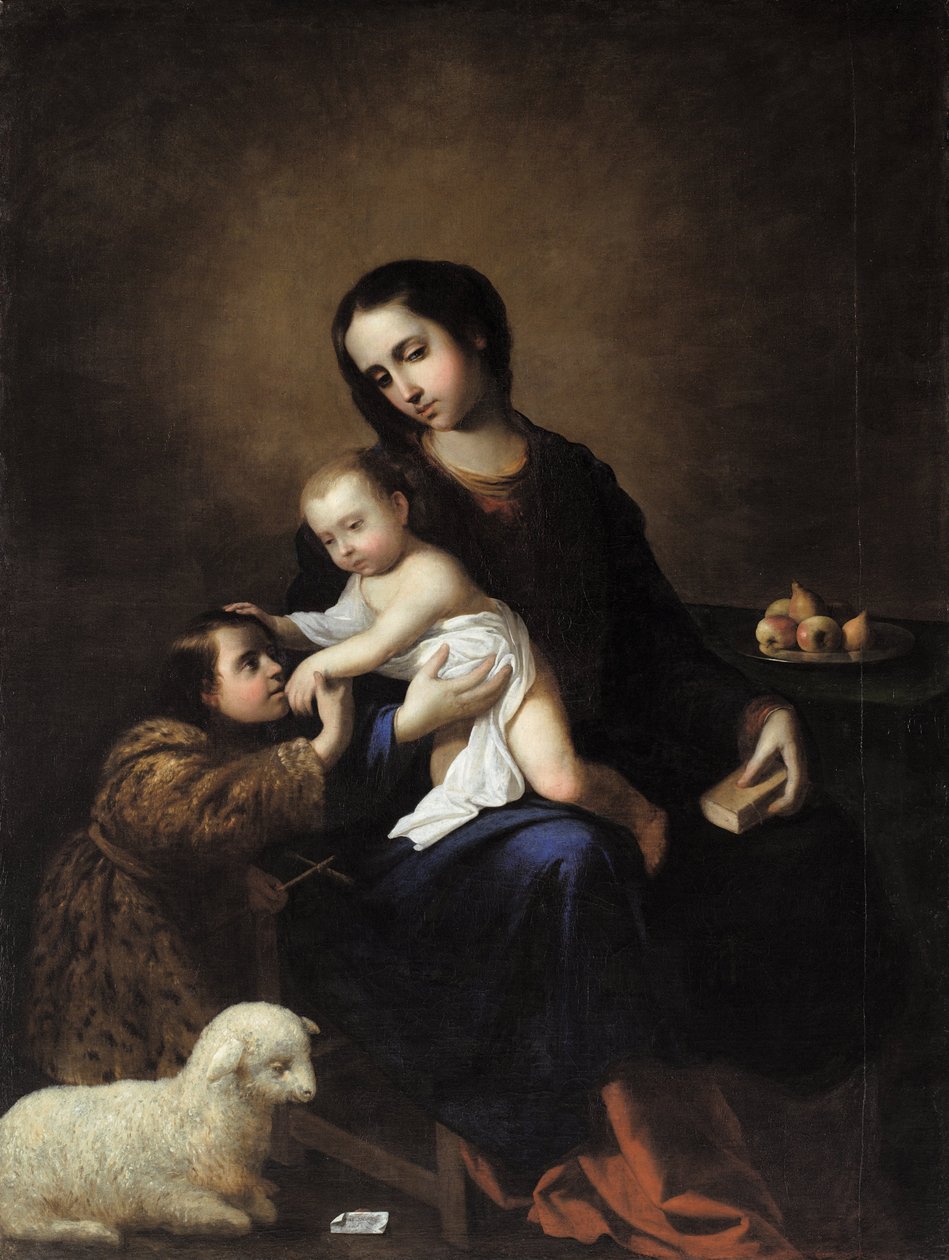 Jomfruen og barnet med spædbarnet Johannes Døberen af Francisco de Zurbaran