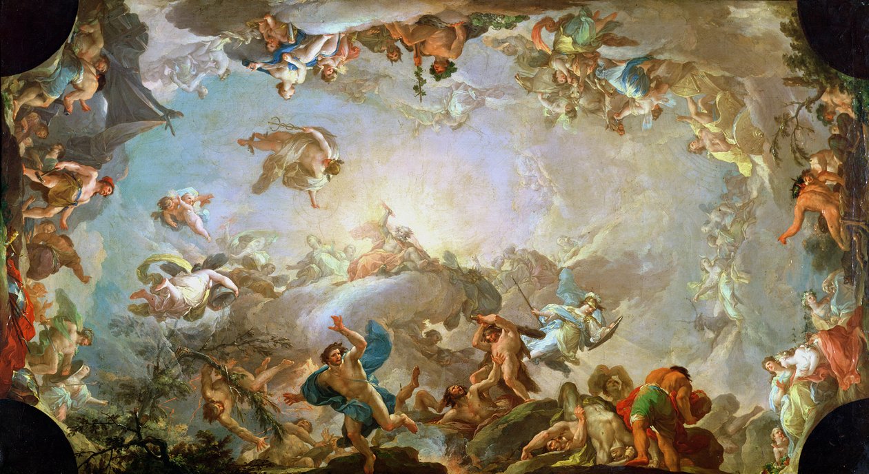 Kæmpernes fald, der belejrer Olympen, 1764 af Francisco Bayeu y Subias