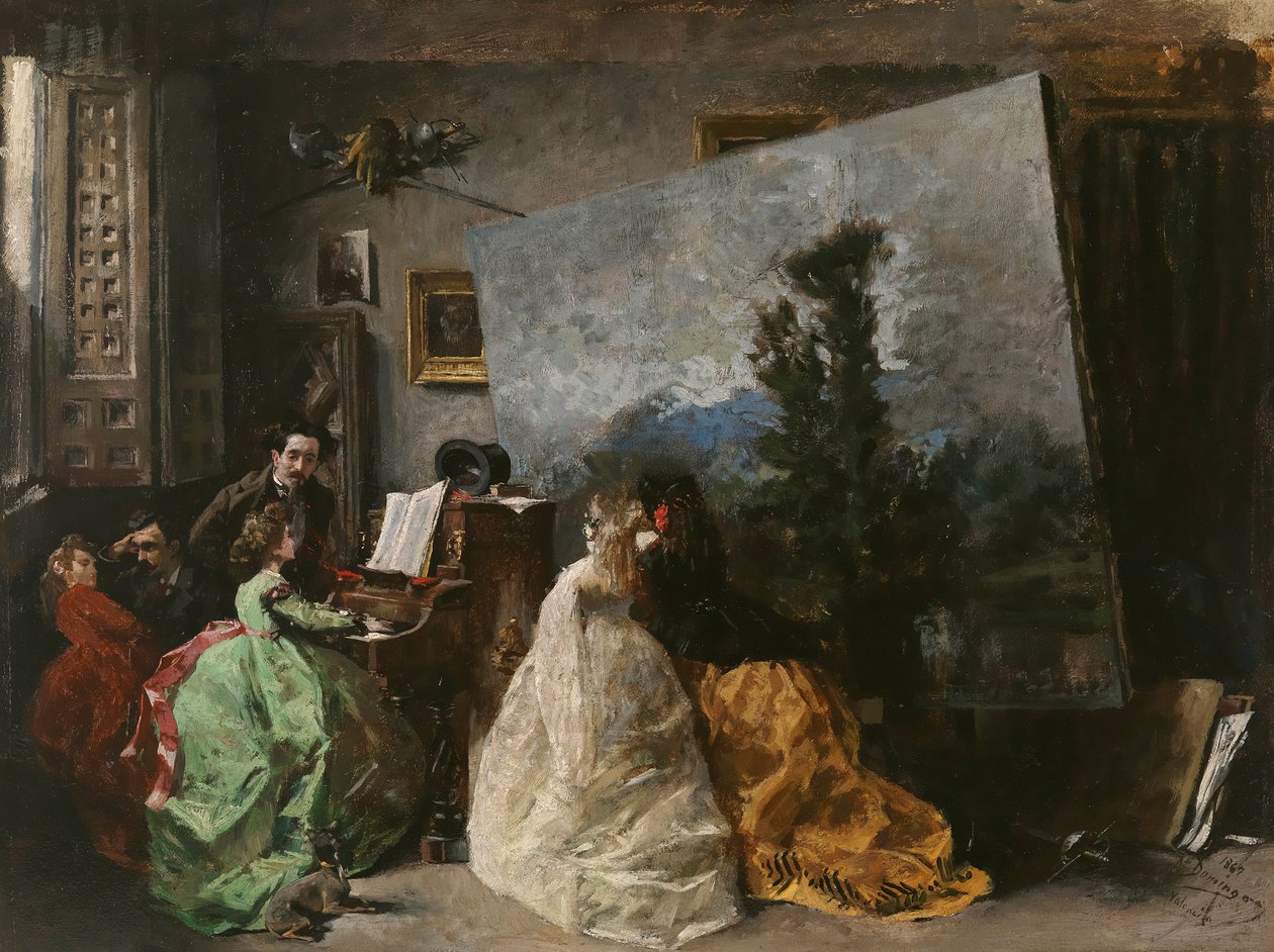 Interiør i Munoz Degrains studie i Valencia af Francisco Domingo Marqués
