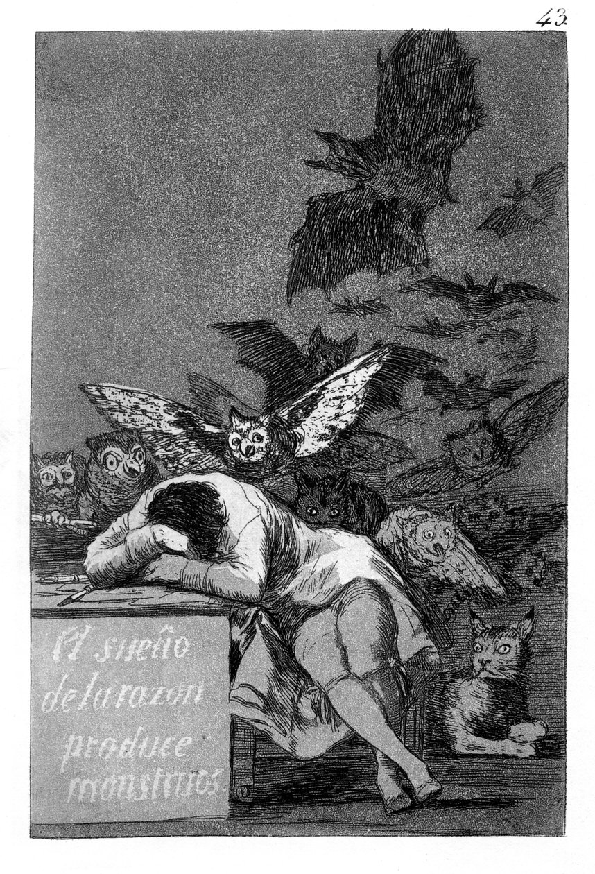 Fornuftens søvn producerer monstre af Francisco de Goya
