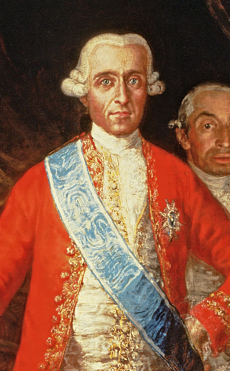 Portræt af Don Jose Monino y Redondo I, Conde de Floridablanca, 1783 olie på lærred detalje af 93235 af Francisco de Goya