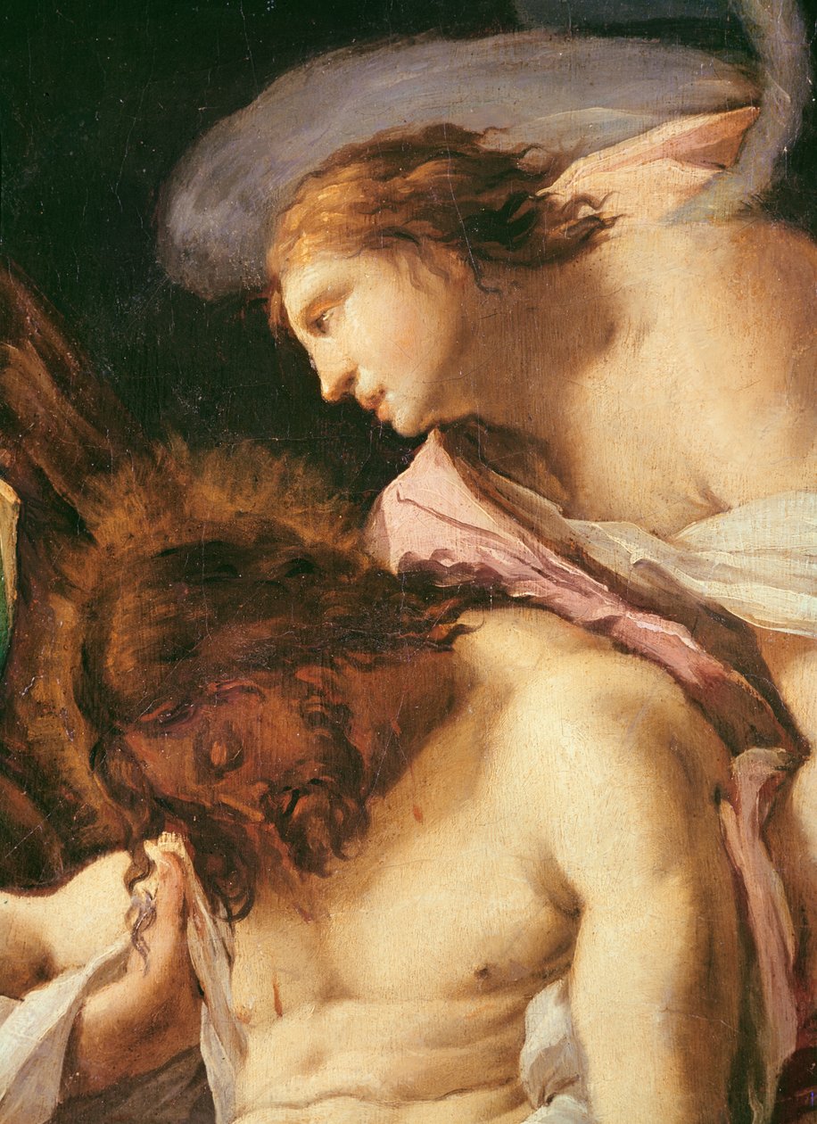 The Body of Christ Begravet detalje af Kristi hoved og englen olie på lærred af Francisco de Goya