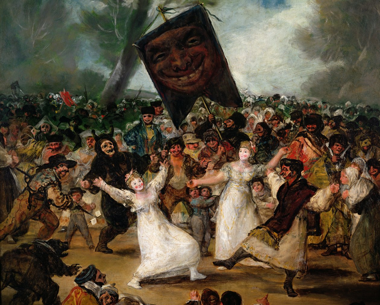 Sardinens begravelse Corpus Christi Festival på askeonsdag ca. 1812-19 olie på lærred detalje på 530 af Francisco de Goya
